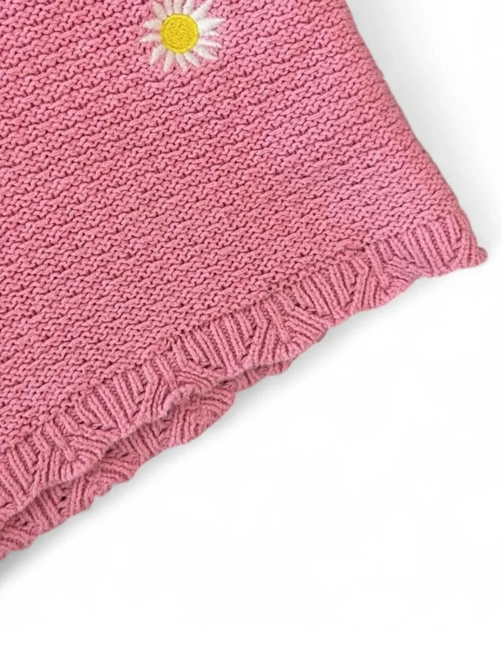 Kids Pink Daisy Knit Crochet Shorts Summer Lounge Shorts Large